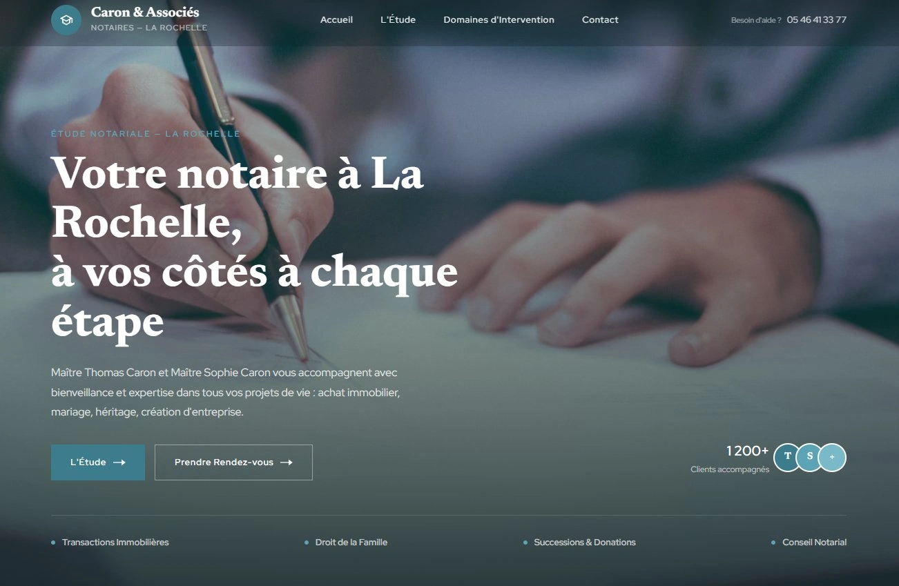 Site web notário — página interior